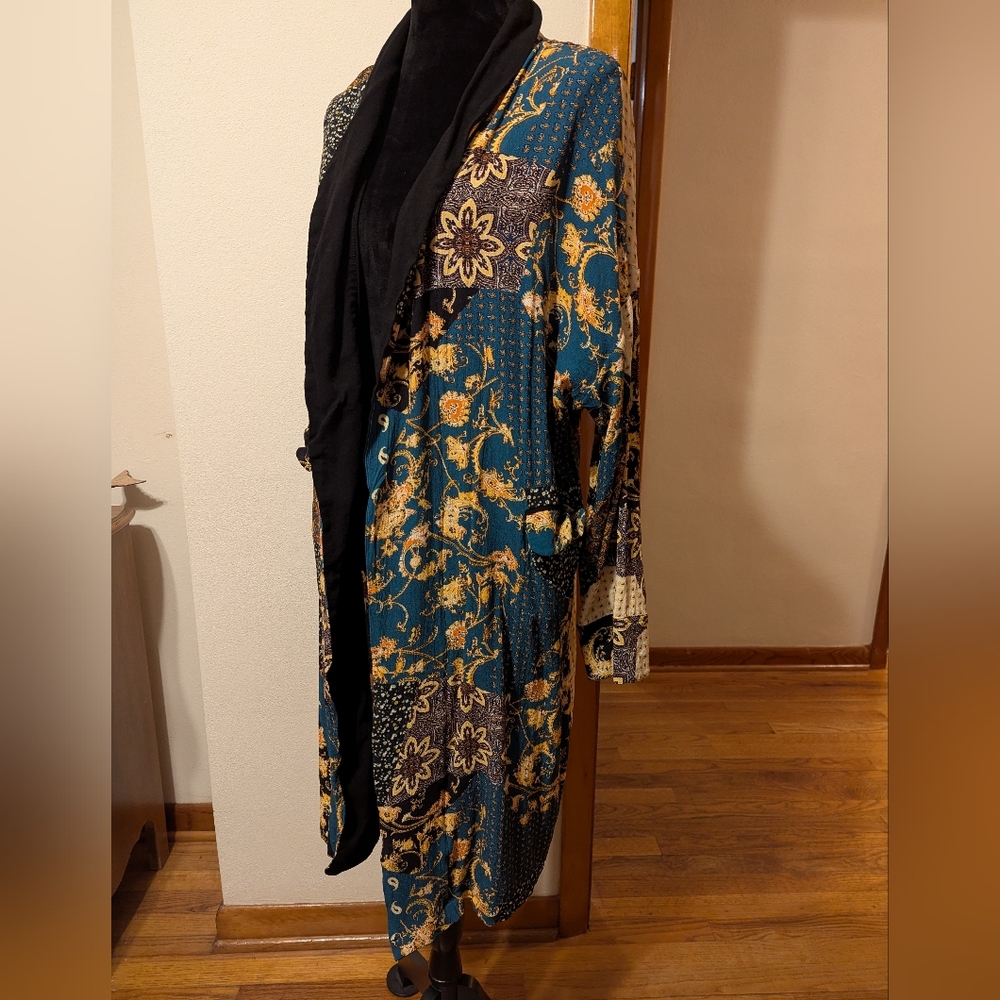 Belle And Bloom Teal Floral Royal Duster Housecoat S M